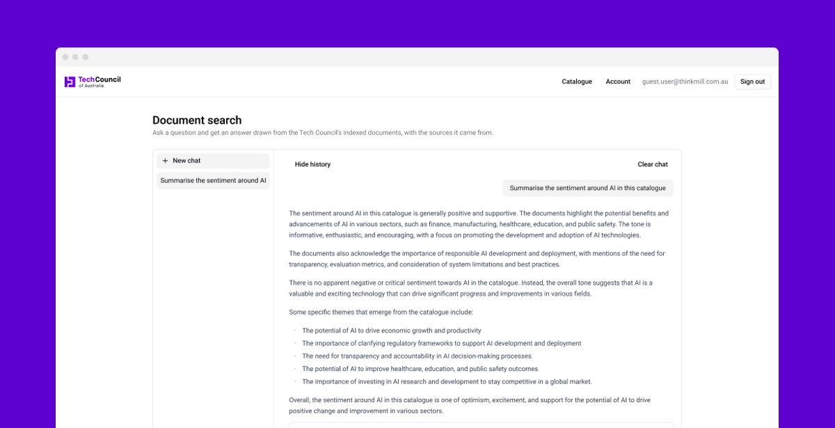 Screenshot of the AI-powered policy search
