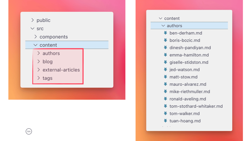 content collections folder structure
