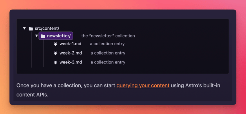 Astro’s content collection folders