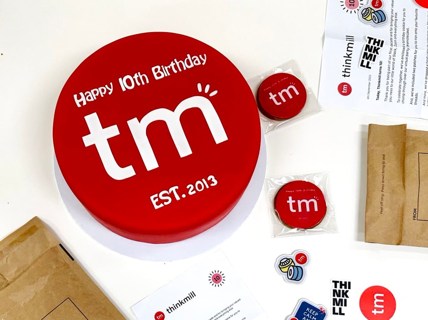 Picture of birthday cake and swags for our 10th birthday